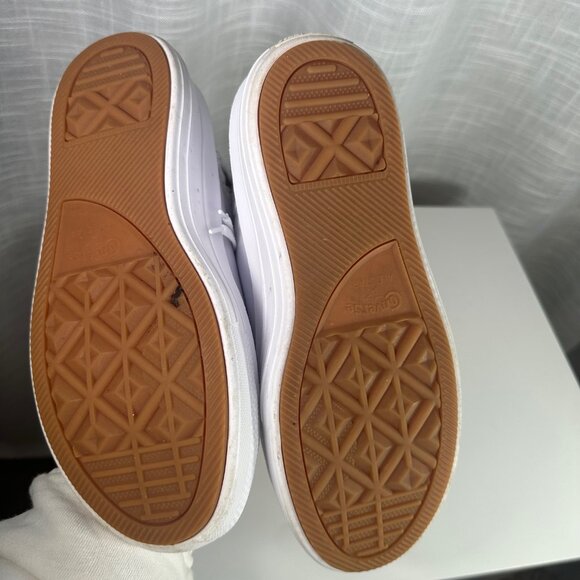 Converse Chuck Taylor All Star Move Leather Platform High-Top Sneakers White 8 - Picture 14 of 15